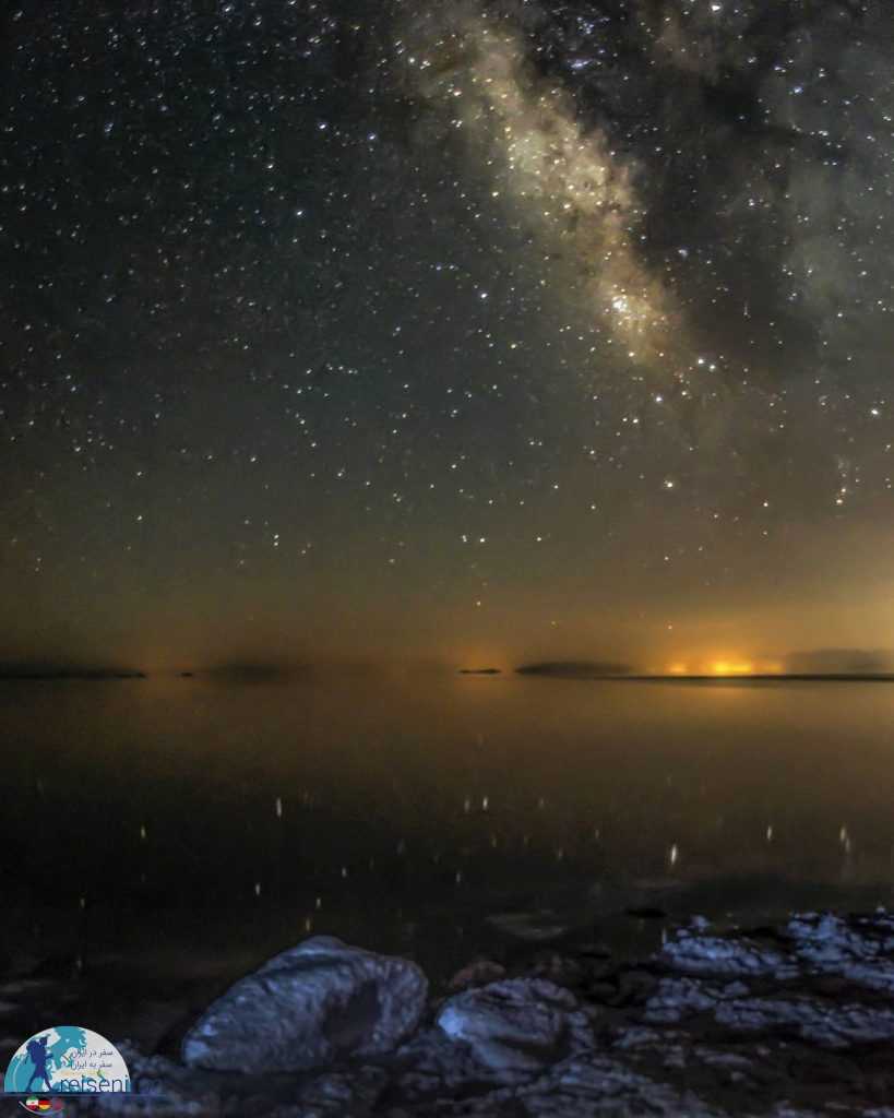 شب دریاچه ارومیه و ستارگان