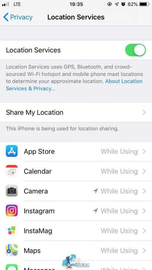 روشن کردن لوکیشن در آیفون